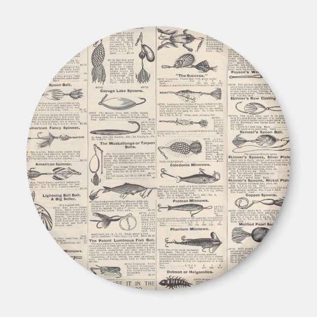 Imã Pescarias Vintage: Pescador antigo dos anos 1900 (Frente)