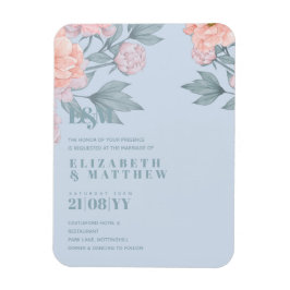 Ímã Pêssego Floral Dusty Blue Sage Casamento Folha
