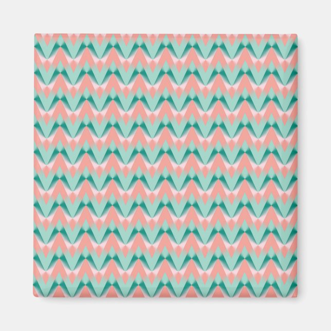 Imã Pêssego Rosa Yukka E Padrão ZigZag Verde (Frente)