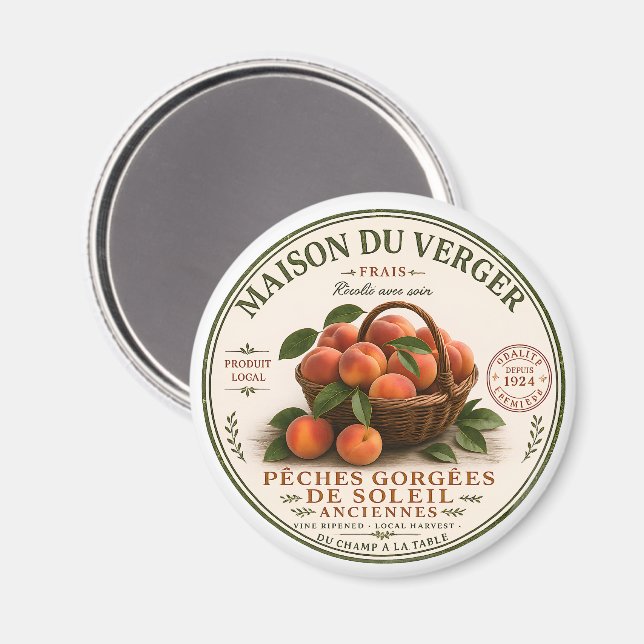 Imã Pêssegos de Mercado de Agricultores Franceses Vint (Front/Back)
