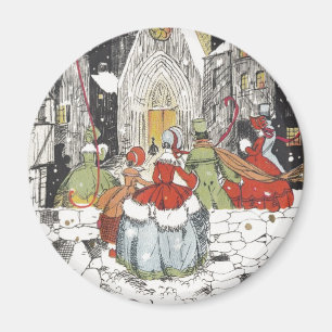 Imã Pessoas do Victorian do natal vintage que vão à