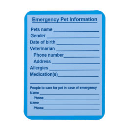Ímã Pet Emergency Information Magnet