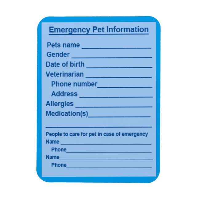 Ímã Pet Emergency Information Magnet (Vertical)