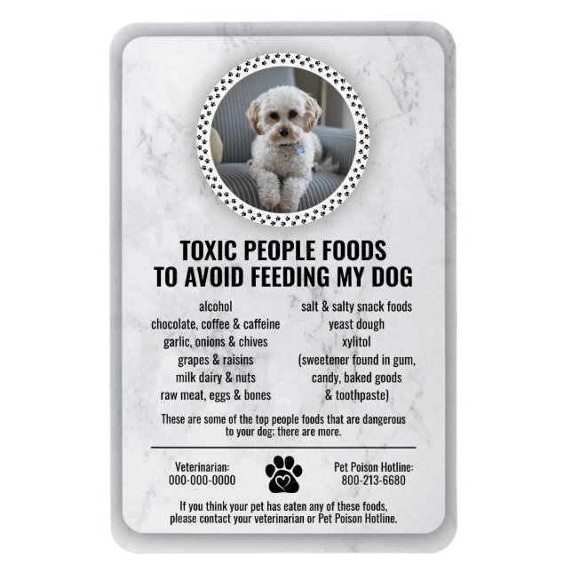 Ímã Pet Food Safety Toxic Foods for Dogs to Avoid (Vertical)