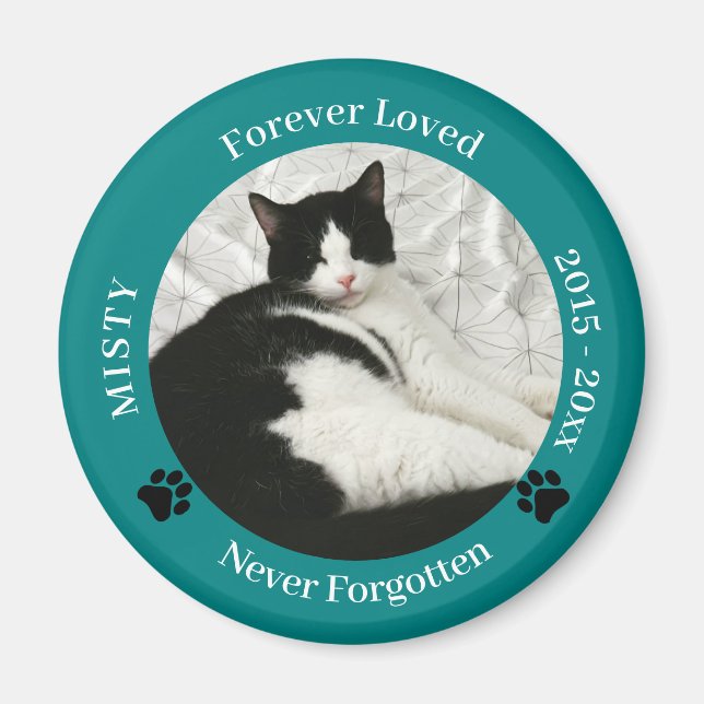 Imã Pet Memorial Forever Adorou Cat Photo Chaveiro Mag (Frente)