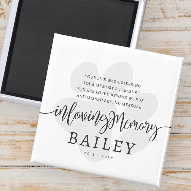 Imã Pet Memorial Moderno Elegante Simples Paw Chic (Criador carregado)