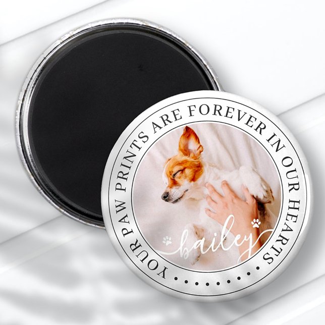 Imã Pet Memorial Paw Imprime Foto Chic Elegante Para C (Criador carregado)