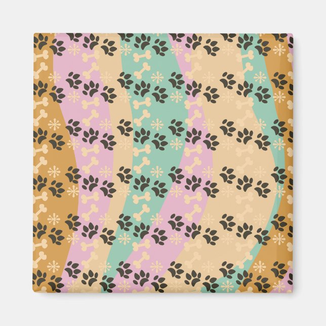 Imã Pet Paw Bone Snowflake, Natal, Padrão (Frente)