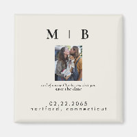 Pet Photo Monograma Cream Salvar a Data Casamento
