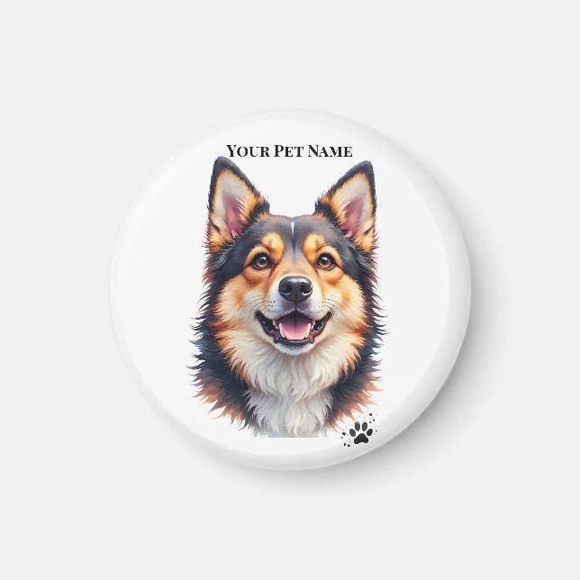 Imã Pet’s Simple Modern Name & Photo Custom Design (Frente)