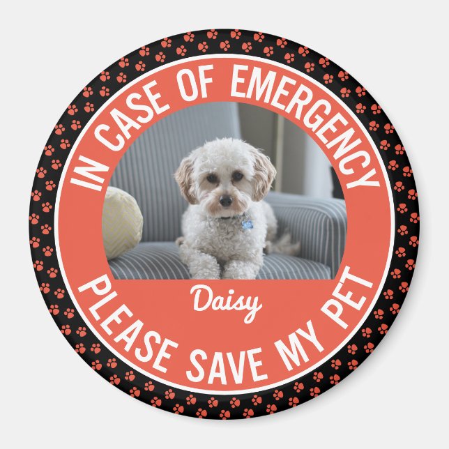 Imã Pet Safety Alert (Pet Safety Alert) Resposta de Em (Frente)