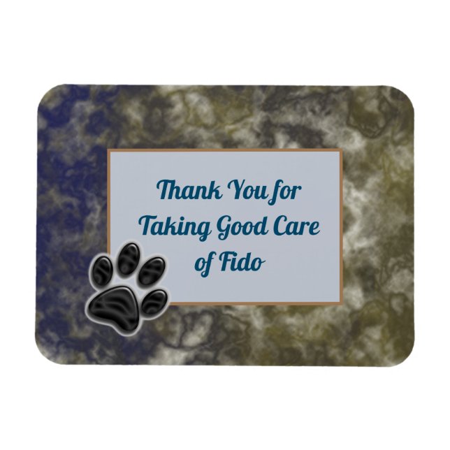 Ímã Pet Sitter Appreciation Blue Dourado Swirls Obriga (Horizontal)