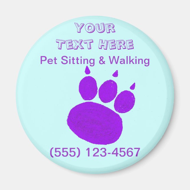 Imã Pet Sitting Services Paw Print (Frente)
