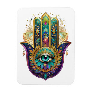 Ímã Pétalas Violeta Verde Dourado Hamsa Turquesa Terce