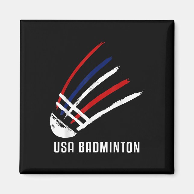 Imã Peteca de Badminton Usa Vermelho Branco Azul (Frente)