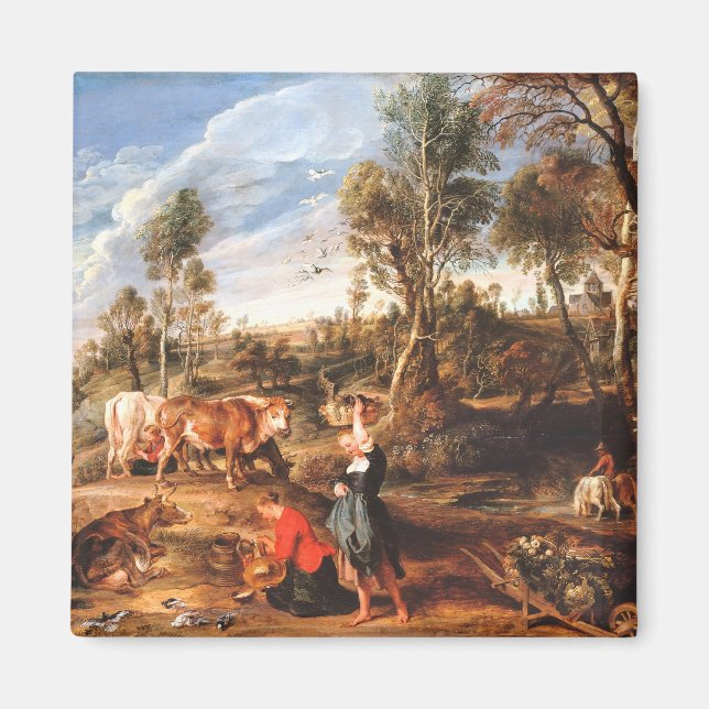 Imã Peter Paul Rubens Milkmaids with Cattle in a Lands (Frente)