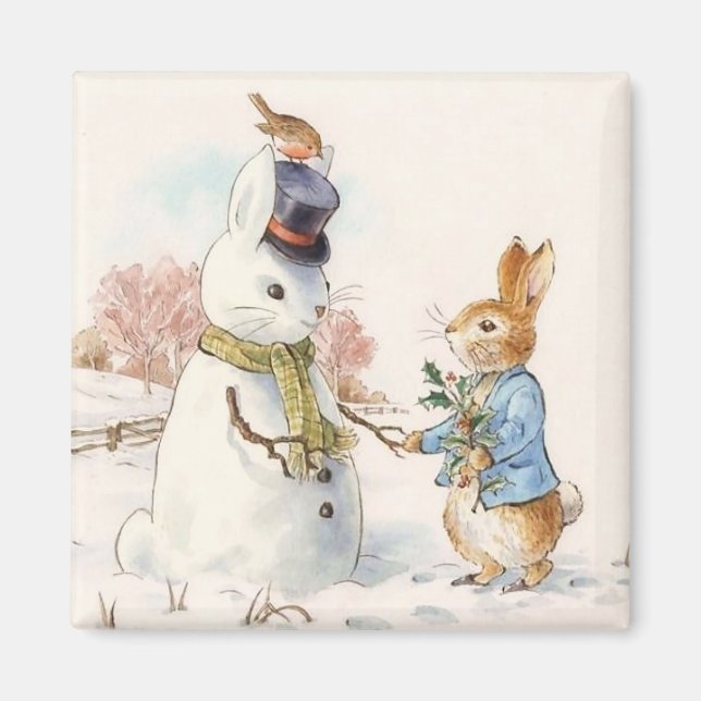 Imã Peter Rabbit e o boneco de neve de Beatrix Potter (Frente)