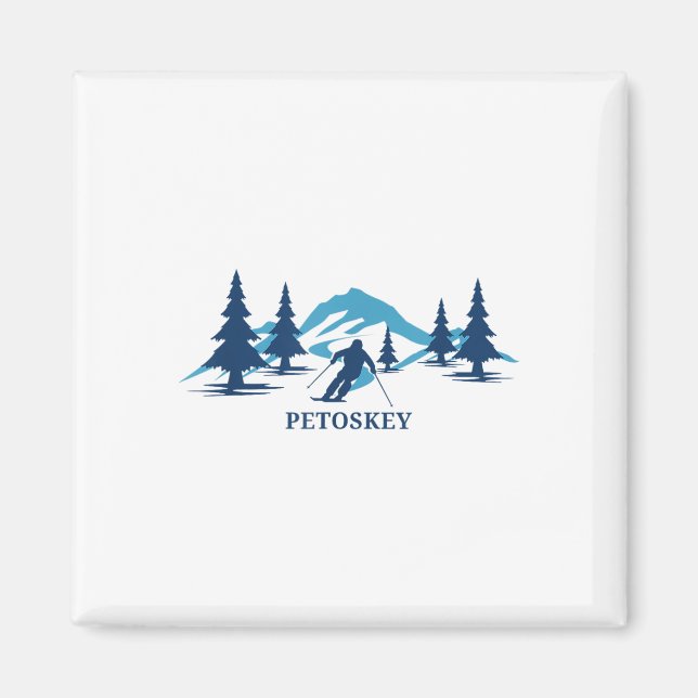 Imã Petoskey Michigan Ski Resort Skiier _1 (Frente)