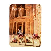 Petra - Tesouro e camelos - imã de geladeira