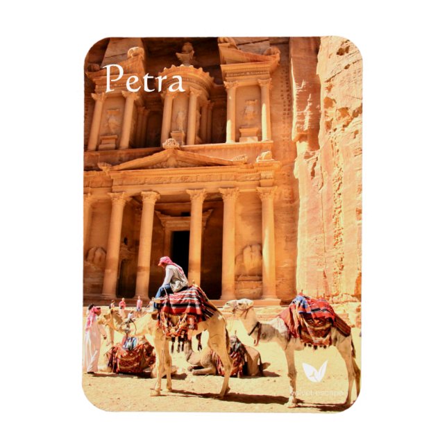 Ímã Petra - Tesouro e camelos - imã de geladeira (Vertical)