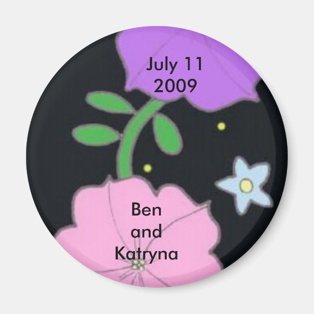 Imã Petunia em Preto Salve a Data (Frente)