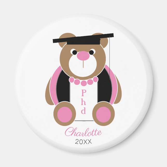 Imã PhD doctor of philosophy gift congratulations bear (Frente)