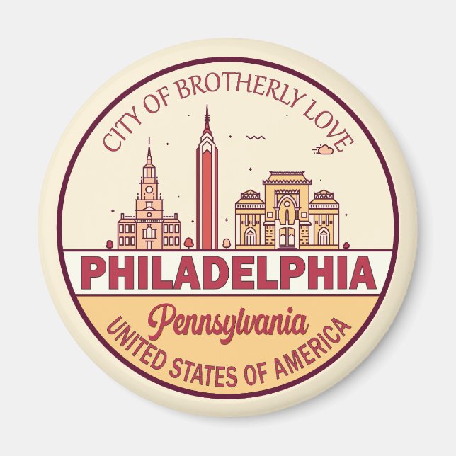 Imã Philadelphia Pennsylvania City Skyline Emblem (Frente)