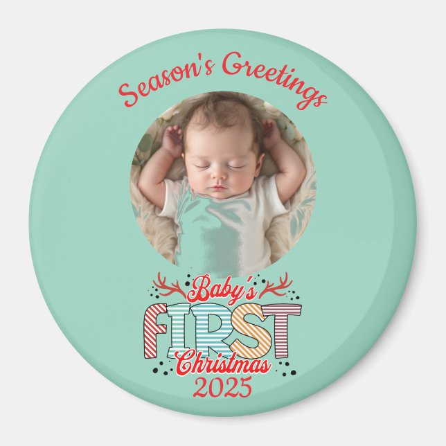 Imã Photo BABY'S First Christmas Personalize (Frente)
