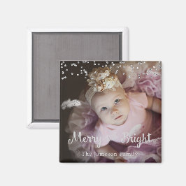 Imã Photo Customized Christmas Silver Dots Frame