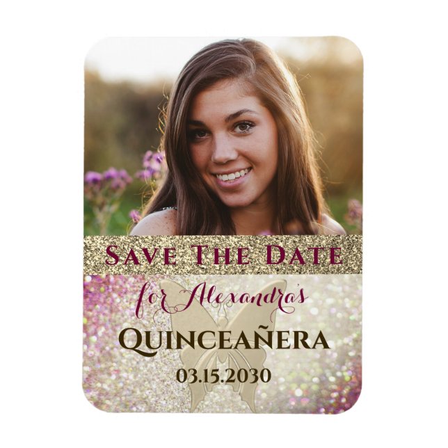 Ímã Photo Quinceanera Birthday Save The Date (Vertical)