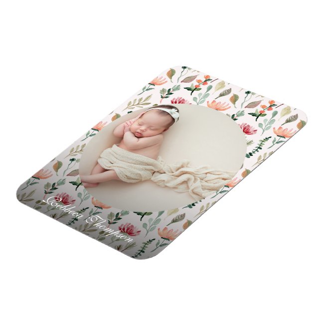 Ímã Photo & Simple White Text Unique Modern Keepsake  (Left Side)