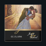 Imã Photo Template - Bride & Groom Wedding Keepsake<br><div class="desc">Wedding Day Favor Magnets. A Wedding Day Keepsake from the Bride and Groom ready to personalize. ⭐This Product is 100% Customizable. Graphics and / or text can be added, deleted, moved, resized, changed around, rotated, etc... ⭐ (Please be sure to resize or move graphics if needed before ordering) 99% of...</div>