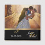 Imã Photo Template - Bride & Groom Wedding Keepsake<br><div class="desc">Wedding Day Favor Magnets. A Wedding Day Keepsake from the Bride and Groom ready to personalize. ⭐This Product is 100% Customizable. Graphics and / or text can be added, deleted, moved, resized, changed around, rotated, etc... ⭐ (Please be sure to resize or move graphics if needed before ordering) 99% of...</div>