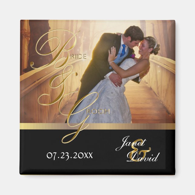 Imã Photo Template - Bride & Groom Wedding Keepsake (Frente)