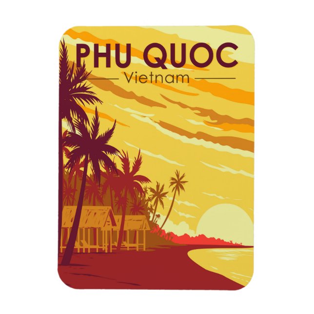 Ímã Phu Quoc Island Vietnam Viagem Art Vintage (Vertical)