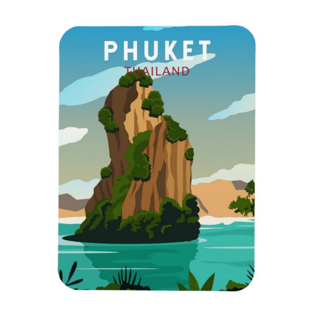 Ímã Phuket Tailândia Retro (Vertical)