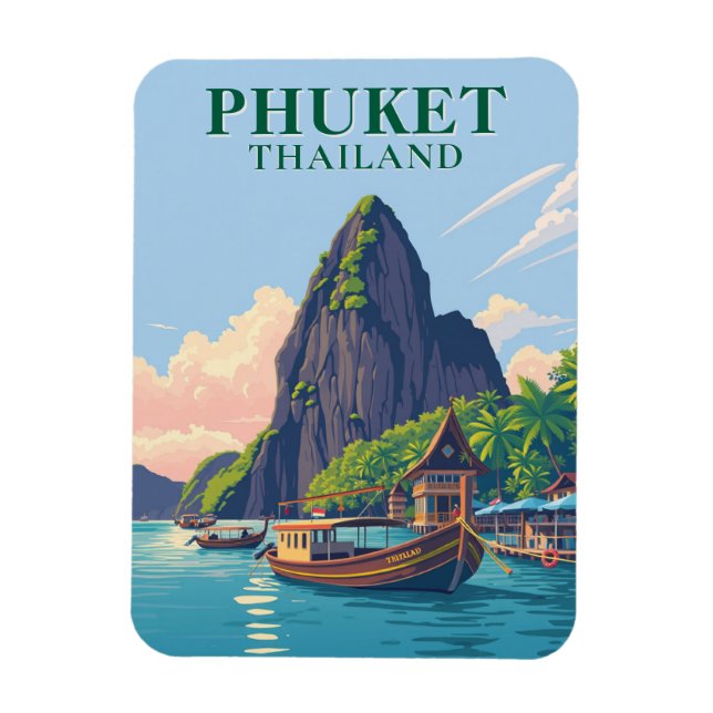 Ímã Phuket Thailand Beach Boat Viagem Souvenir (Vertical)