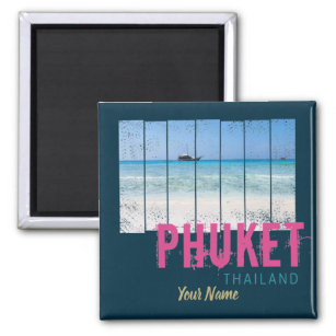 Imã Phuket Thailand Vintage Beach Panorama Souvenir