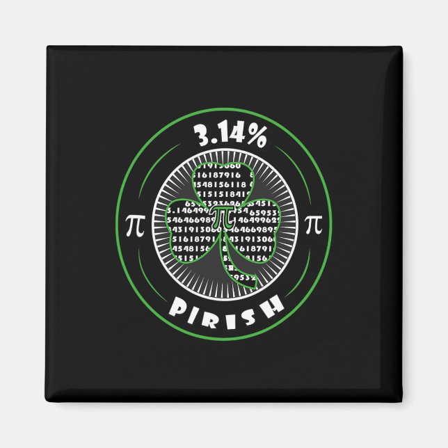 Imã Pi Day Irish Shamrock Clover Pirish Math Lover Gee (Frente)