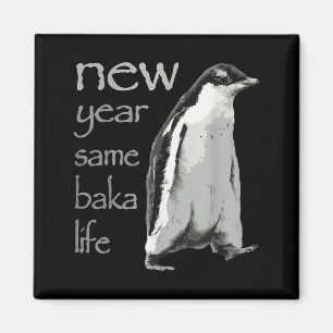 Imã Piada de Pinguim de Ano Novo Divertido Mesma Vida