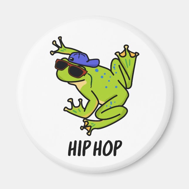 Imã Piada de Sapo Saltitante Divertido de Hip Hop (Frente)