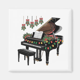 Imã Pianista Iluminação de Natal Papai Noel Tocando