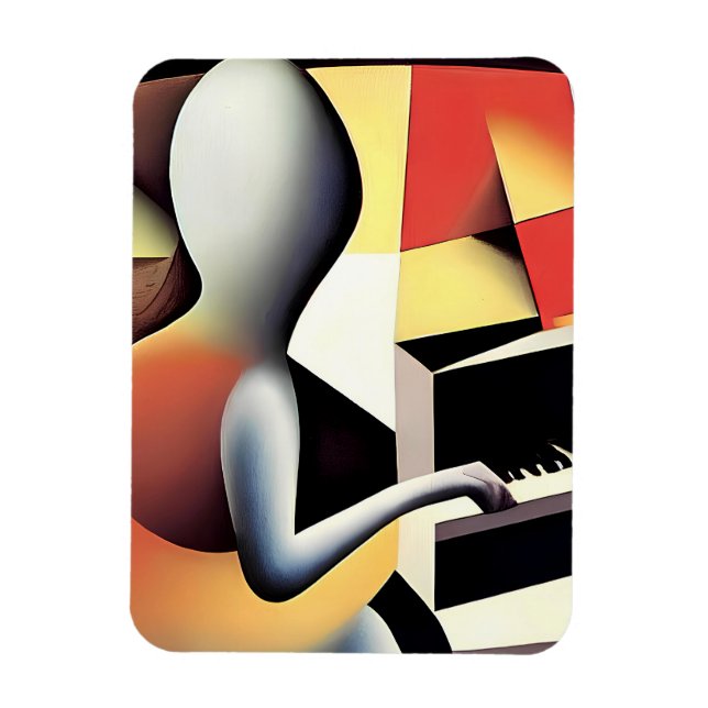 Ímã Piano Player - Arte de Pincel (Vertical)