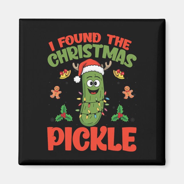 Imã Pickle Santa Hat Xmas Lights - Encontrei O Natal (Frente)