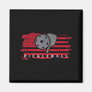 Imã Pickleball bandeira americana vermelha pickle ball