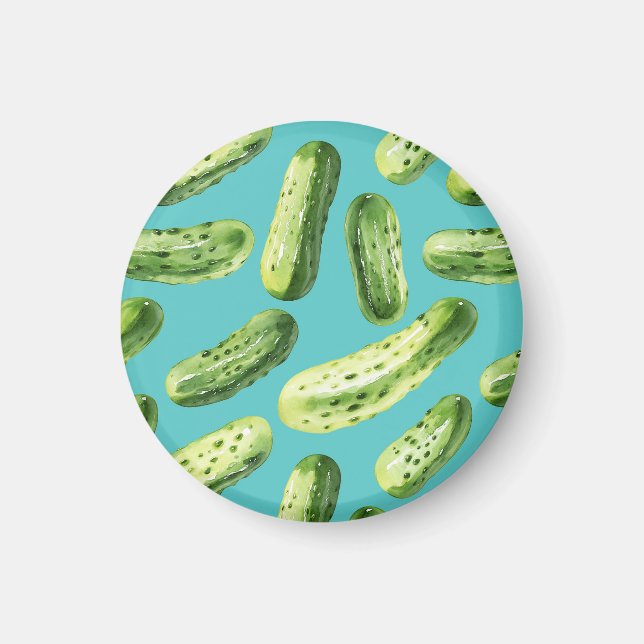 Imã Picles de Aquarela em Turquesa (Frente)