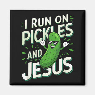 Imã Picles Engraçados Pepino Eu Corro Em Picles E Jesu