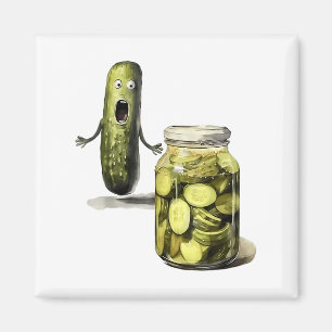 Imã Picles Engraçados Surpreendem Um Pepino E Um Jar D