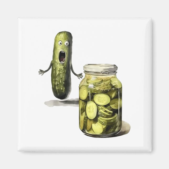 Imã Picles Engraçados Surpreendem Um Pepino E Um Jar D (Frente)