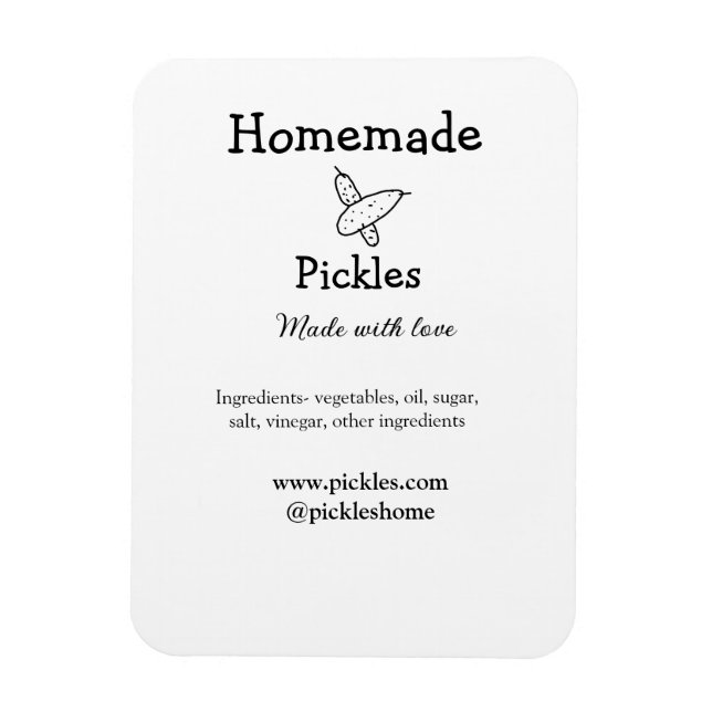 Ímã Picles feitos em casa com amor adicionar texto sit (Vertical)